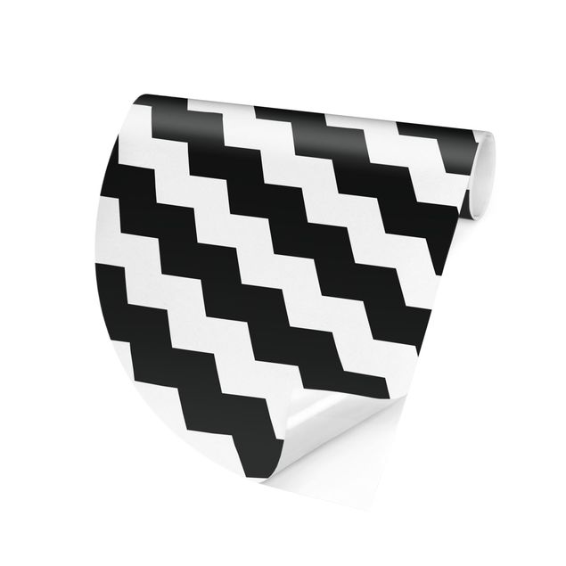 Behangcirkel Zig Zag Pattern Geometry Black And White
