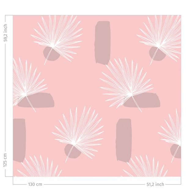 bloem gordijnen European Fan Palm Fronds - Pale Pink